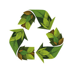 Recycle Sign Made of Green Leaves