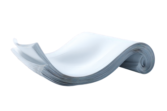 Rolled Up Abstract White Material With Delicate Blue Pattern