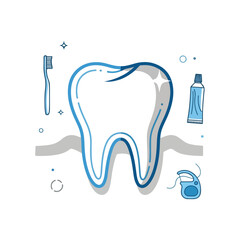 Tooth and Dental Hygiene Line Art