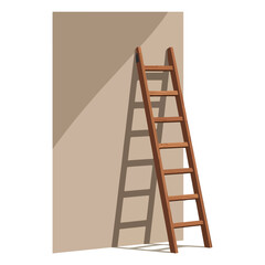 Wooden Ladder Against a Wall Vector Illustration