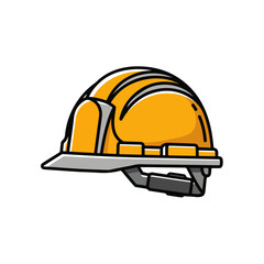 Yellow Construction Helmet Cartoon Vector Illustration