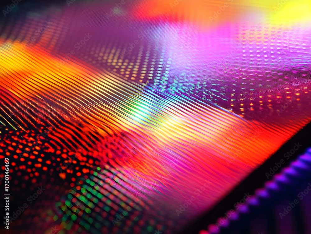 Poster this vibrant image showcases a colorful, abstract pattern with dynamic light reflections, perfect fo