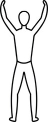 outline of a person stretching arms upward.