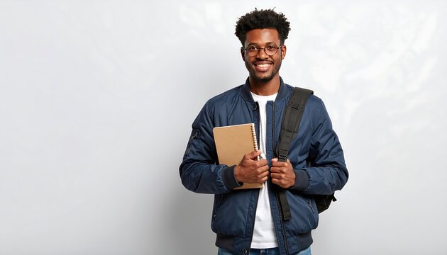 Smiling student with book and bag