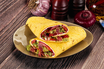 Burrito with tuna and vegetables wrap