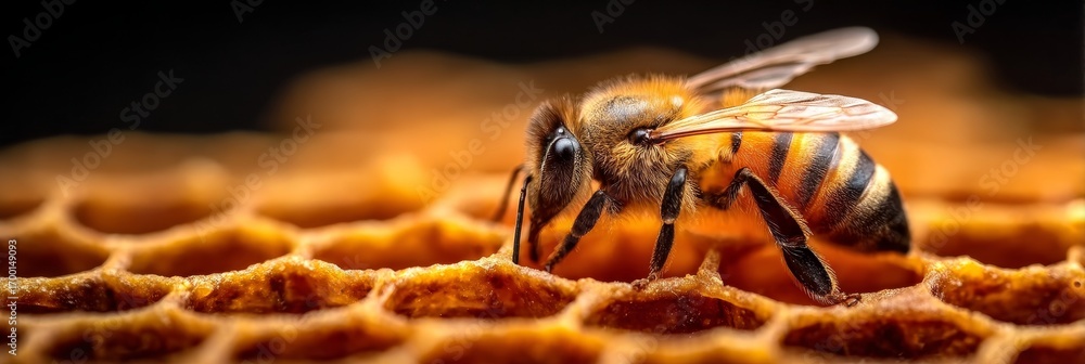 Poster intricate honeycomb architecture the hard work of honey bees creating natural textures in hives