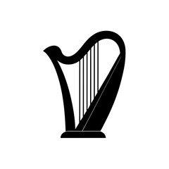 Silhouette of a classical celtic harp art on transparent background © Nasir