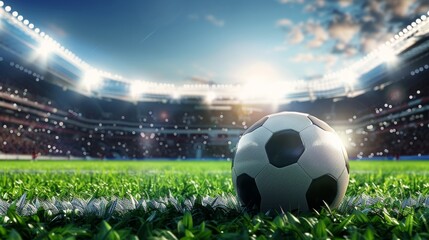 Football socer ball on field