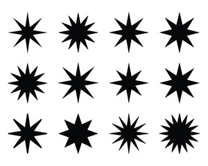 Obraz premium A Galaxy of Graphic Stars Vector Icons in a Uniform Grid for Diverse Design Applications