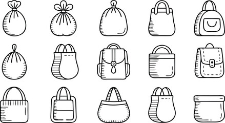 Minimalistic hand-drawn bag collection 