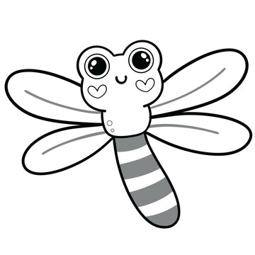 recommend clip art: Black line art of dragonfly with Wings 