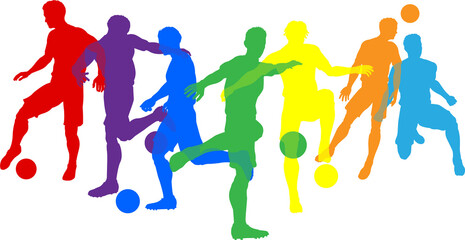 Soccer Football Players Male Men Silhouettes Group