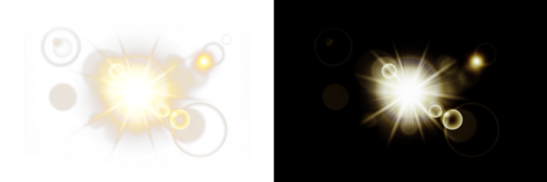 Bright Light Flare PNG Overlay with Lens Effects and Bokeh, ideal for enhancing Design and Photography