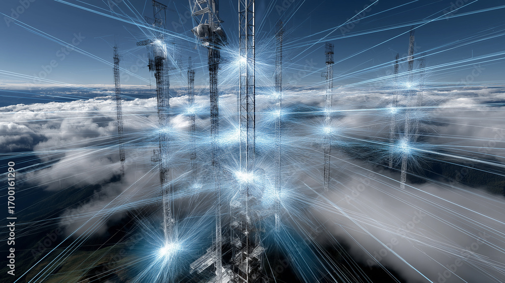 Aufkleber 6g. data speed. quantum communication. 3d antenna array design for ultra-speed communication technol