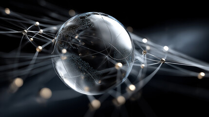 6G. Data Speed. Quantum Communication. 3D concept of a holographic globe illustrating 6G technology connectivity.