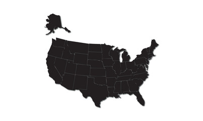 United States Map Silhouette - USA States Vector Black and White