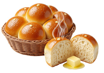 Fresh bread rolls with butter