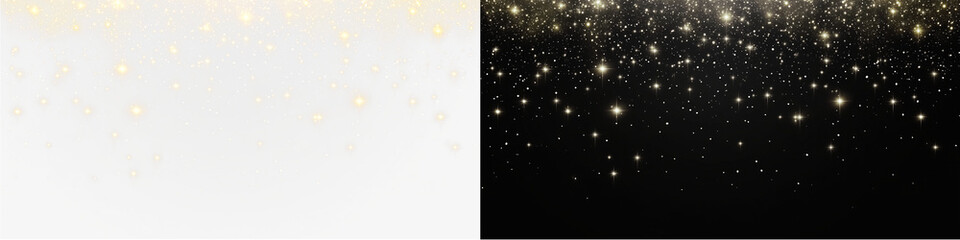 An elegant golden sparkle overlay with a transparent effect, perfect for designing party event graphics in PNG