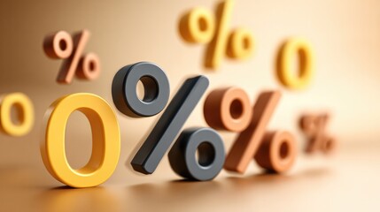 Vibrant percentage signs floating in artistic composition for modern financial design