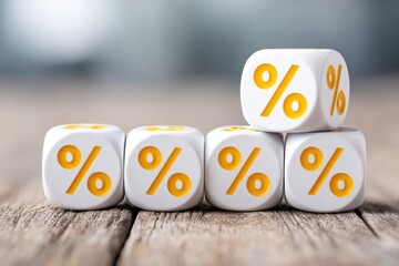 Percent symbol on dice: conceptual representation for financial, mathematical, and statistical design purposes