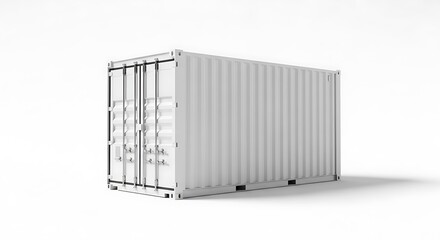 Pristine White Shipping Container Isolated on a Clean White Background