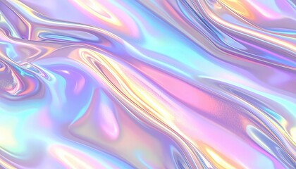 Obraz premium Dynamic iridescent liquid waves shimmer with vibrant pastel colors creating a futuristic, fluid background