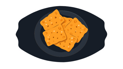 Delicious cheese crackers on a black plate snack food appetizer crunchy baked goods savory treat salty snack 100