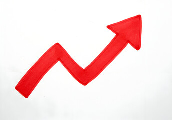 A vibrant red arrow graphically depicts a positive trend line against a clean white backdrop, suggesting growth and progress in various financial aspects.