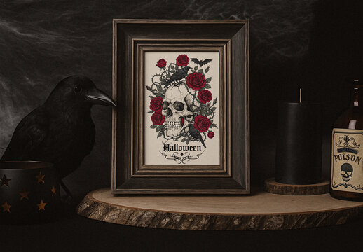 Gothic Halloween Themed Frame Mockup