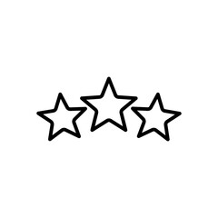 Three black outline stars arranged in a horizontal row, signifying a positive rating or high quality.