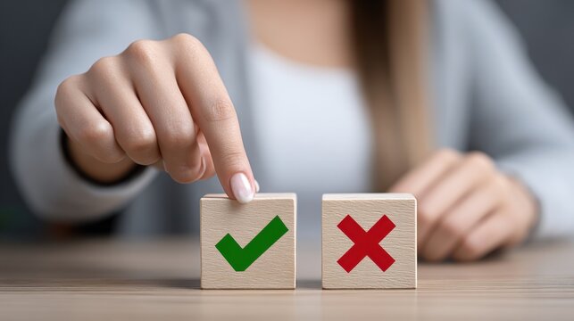 Making a decision by pressing the green block, showcasing the choice between options in a thoughtful and engaged manner during a contemplative moment