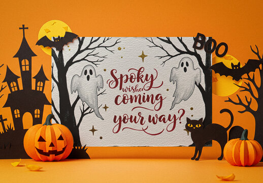 Halloween Greeting Card Mockup