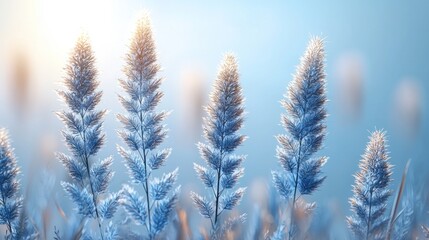 Obraz premium Delicate frosted grasses bathed in morning sun