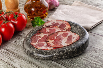 Italian Cured pork neck slices