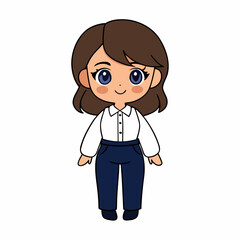 Cute Cartoon Woman in Professional Attire A Smiling Businesswoman Illustration
