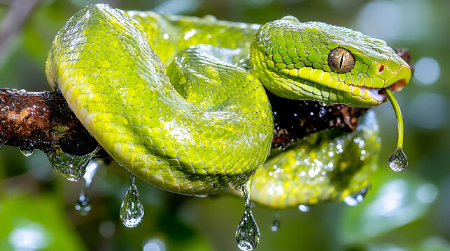 green snake on a tree