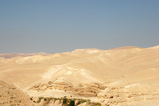 Picturesque mountain landscape of the Judea Desert near Qumran, Israel