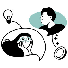 Creative Conversation with Idea and People Illustration