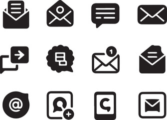Vector Email & Communication Icons Set &ndash; Messaging, Notification, Chat & Mail Symbols