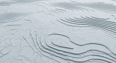 Abstract white topographic landscape with layered contour lines.
