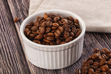 Roasted brown araboca coffee beans