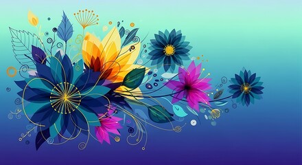 Obraz premium Vibrant Floral Arrangement on Gradient Background.
