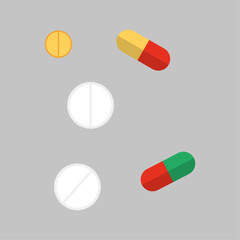 A collection of various colorful medical pills and capsules for treatment