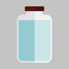 Minimalist Transparent Bottle Containing Clear Blue Liquid, Ideal for Health and Wellness Concepts