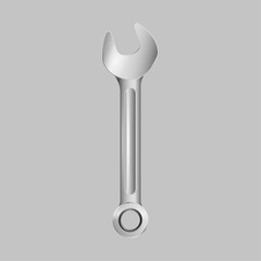Single Open-End Wrench on a Plain Gray Background for Repair and Maintenance Tasks