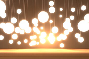 Golden lights background with soft glowing bokeh and festive sparkle
