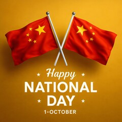 China National Day Celebration with Crossed Flags