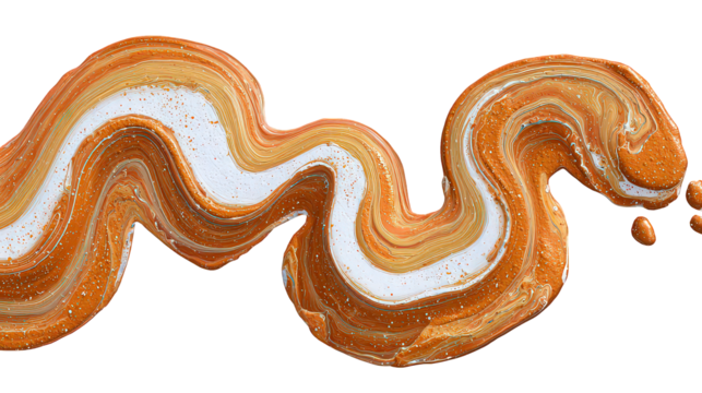 Abstract Paint Swirls in Orange and White with Glitters