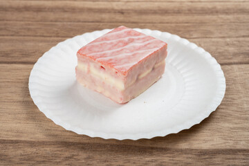 angle view strawberry flavor cake