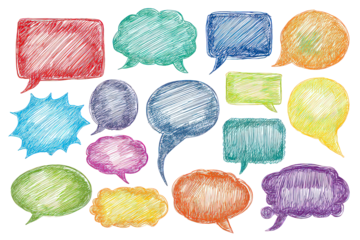 Collection Of Colorful Hand Drawn Speech Bubbles